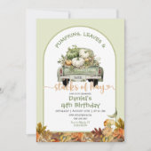 Groene pompoenbladeren & stapels hooi verjaardag kaart (Voorkant)