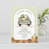 Groene pompoenbladeren & stapels hooi verjaardag kaart (Staand voorkant)