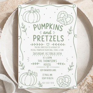 groene Pompoenen Pretzels Feest Minimalistische Do Kaart