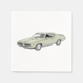 Groene Pontiac GTO Muscle Car Tekening Paper Party Servetten (Voorkant)