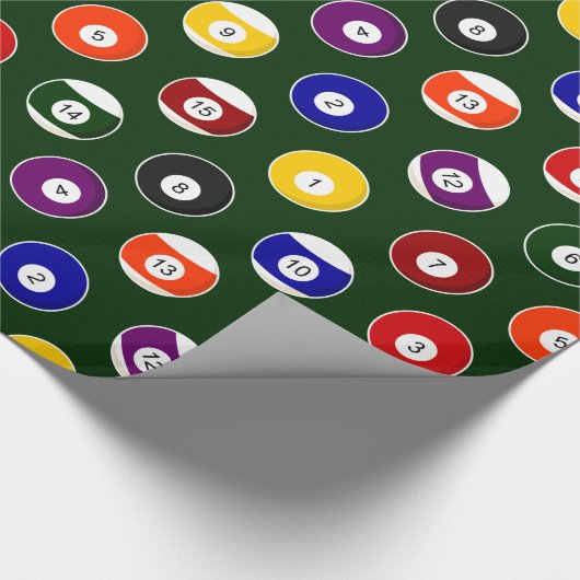 Groene pool balllair patroon cadeaupapier (Hoek)