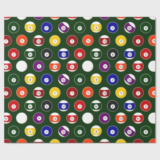 Groene pool balllair patroon cadeaupapier (Vlak)