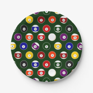 Groene pool balllair patroon papieren bordje