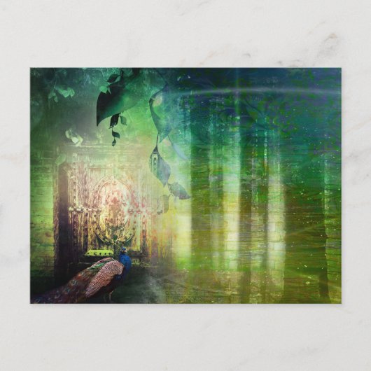  groene poorten van het Paradise Peacock-bos Briefkaart (Voorkant)
