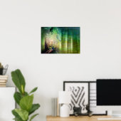 groene poorten van het Paradise Peacock Forest Poster (Thuiskantoor)