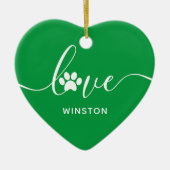 Groene Pootafdruk Huisdierherdenking Keramisch Ornament (Voorkant)