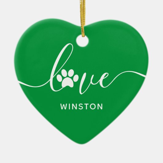 Groene Pootafdruk Huisdierherdenking Keramisch Ornament (Voorkant)
