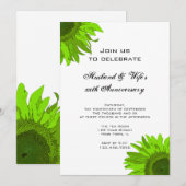 Groene Pop Art Zonnebloem Huwelijksjubileum Feest Kaart (Voorkant / Achterkant)