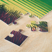 Groene Pop-kleur in een landschap Legpuzzel (Zijkant)