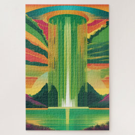 Groene Pop-kleur in een landschap Legpuzzel