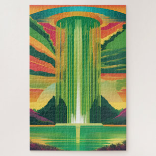 Groene Pop-kleur in een landschap Legpuzzel