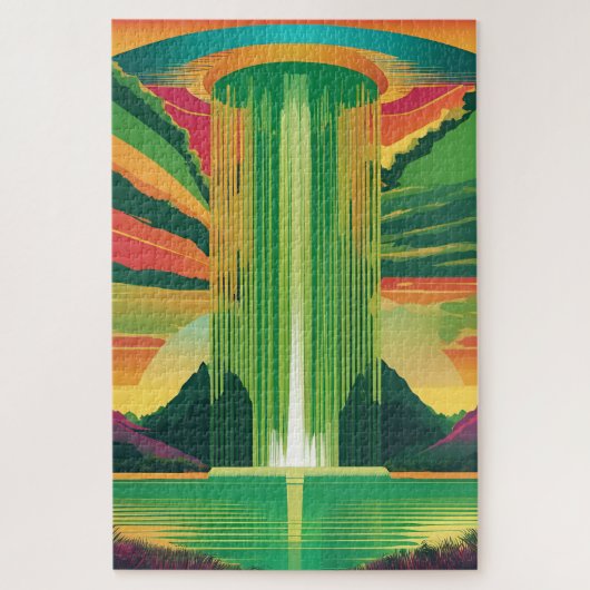 Groene Pop-kleur in een landschap Legpuzzel (Verticaal)