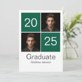 groene portret afstudeer uitnodiging (Staand voorkant)