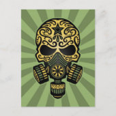 Groene Post Apocalyptic Sugar Skull Briefkaart (Voorkant)