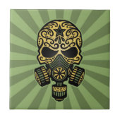 Groene Post Apocalyptic Sugar Skull Tegeltje (Voorkant)