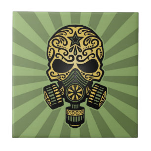 Groene Post Apocalyptic Sugar Skull Tegeltje
