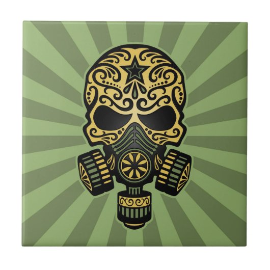 Groene Post Apocalyptic Sugar Skull Tegeltje (Voorkant)