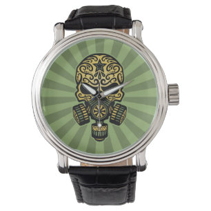 Groene Post apocalyptische suiker schedel Horloge