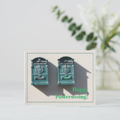groene postbus gelukkig postkruising briefkaart (Staand voorkant)