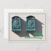 groene postbus gelukkig postkruising briefkaart (Voorkant / Achterkant)