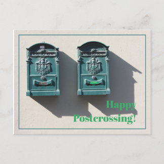 groene postbus gelukkig postkruising briefkaart