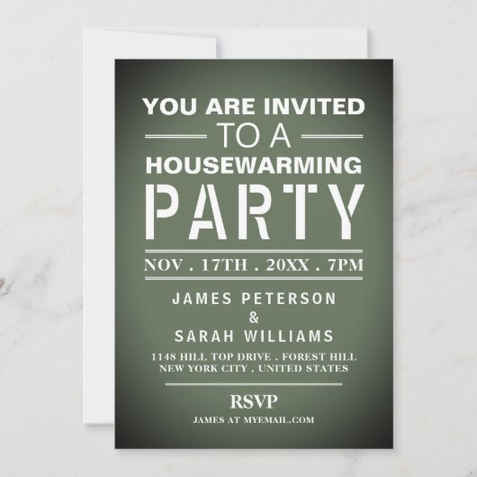 Groene Poster Housewarming Feest Kaart (Voorkant)