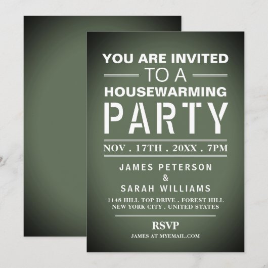 Groene Poster Housewarming Feest Kaart (Voorkant / Achterkant)