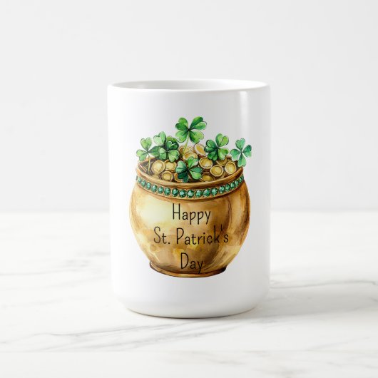 Groene pot met gouden klavertjes St. Patrick's Day Koffiemok (Center)