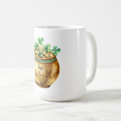 Groene pot met gouden klavertjes St. Patrick's Day Koffiemok (Voorkant rechts)