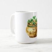Groene pot met gouden klavertjes St. Patrick's Day Koffiemok (Voorkant links)