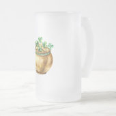 Groene pot met gouden klavertjes St. Patrick's Day Matglas Bierpul (Voorkant rechts)