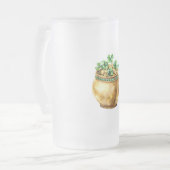 Groene pot met gouden klavertjes St. Patrick's Day Matglas Bierpul (Voorkant links)