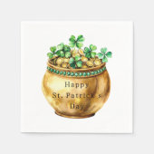 Groene pot met gouden klavertjes St. Patrick's Day Servet (Voorkant)