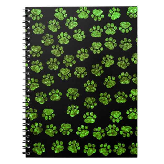 Groene poten, glitterpoten, groen glitter, honden notitieboek (Voorkant)