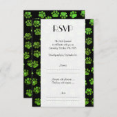 Groene poten, glitterpoten, groene glitter, bruilo RSVP kaartje (Voorkant / Achterkant)