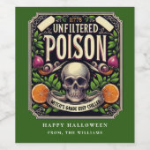 Groene Potion Halloween Skeleton Poison Wine Label Wijn Etiket (Enkel label)