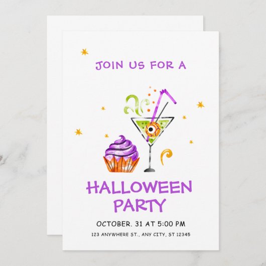 Groene Potion Paarse en Witte Spooky Halloween Kaart (Voorkant / Achterkant)