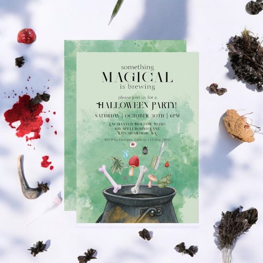 Groene Potions & Spells Witches Cauldron Halloween Kaart