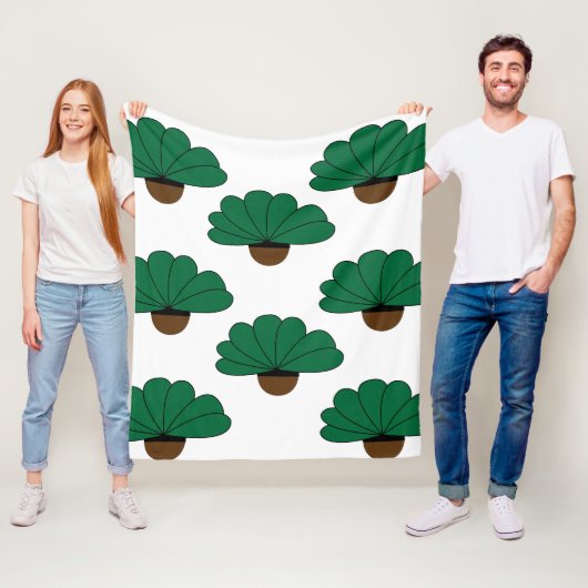 Groene Potted Plants Patroon Fleece Deken (In situ)