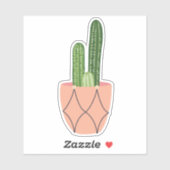 Groene potted succulent plant doorzichtige sticker (Vel)