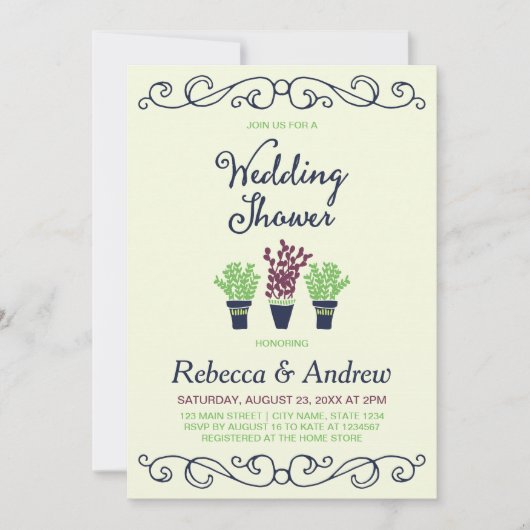 Groene Potten Planten Trouwdouche Kaart (Voorkant)
