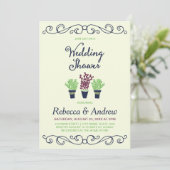 Groene Potten Planten Trouwdouche Kaart (Staand voorkant)