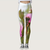 Groene Prachtige Bloem Knoppende Leggings (Voorkant)