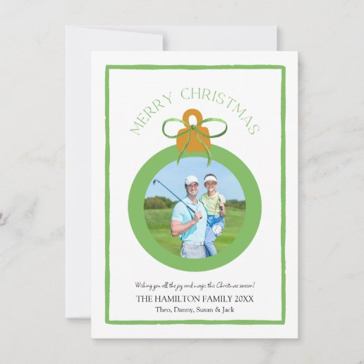 Groene Preppy Bow Coquette Kerstmis Fotokaart Feestdagenkaart (Voorkant)