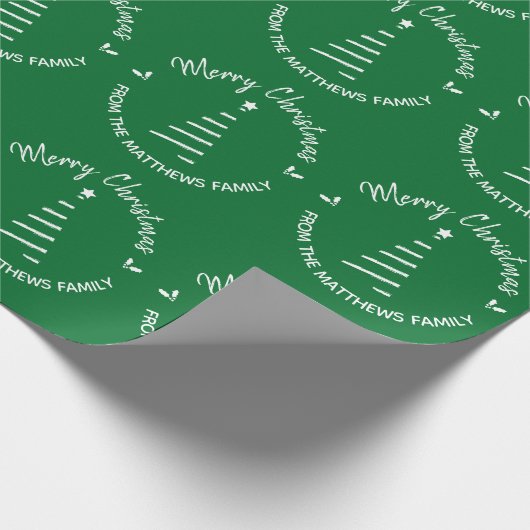 Groene pretkerst met aangepaste naam cadeaupapier (Hoek)