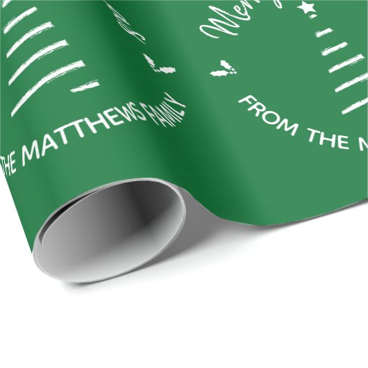 Groene pretkerst met aangepaste naam cadeaupapier (Rol Hoek)