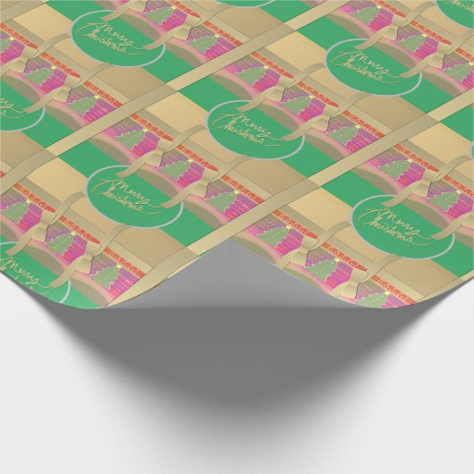  groene "pretkerst""Prettige feestdagen Cadeaupapier (Hoek)