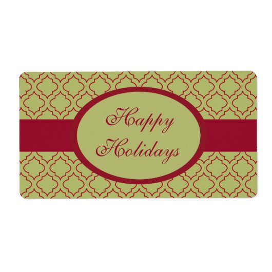 groene Prettige feestdagen Etiket (Voorkant)