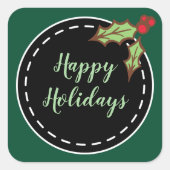 Groene Prettige Feestdagen Stickers (Voorkant)