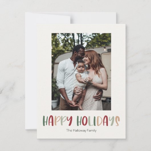 Groene Prettige feestdagen Verticale Single Photo Feestdagenkaart (Voorkant)